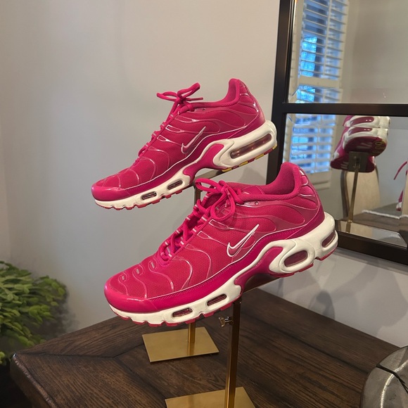Nike Air Max Plus in a hot pink and white colorway. - Picture 2 of 10